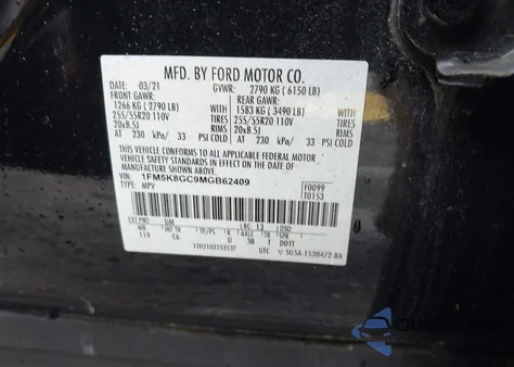 2021 Ford Explorer St from USA, damaged, VIN 1FM5K8GC9MGB62409